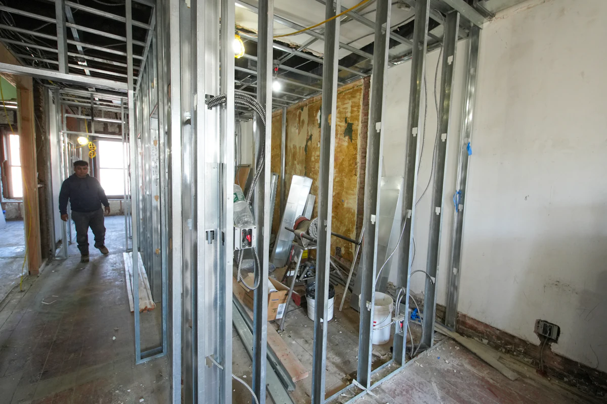 Interior walls framed and ready for drywall