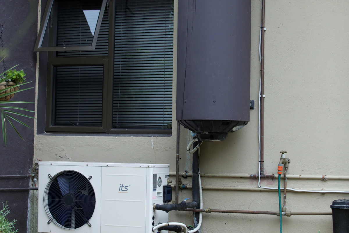 Water heater on the exterior wall of a home